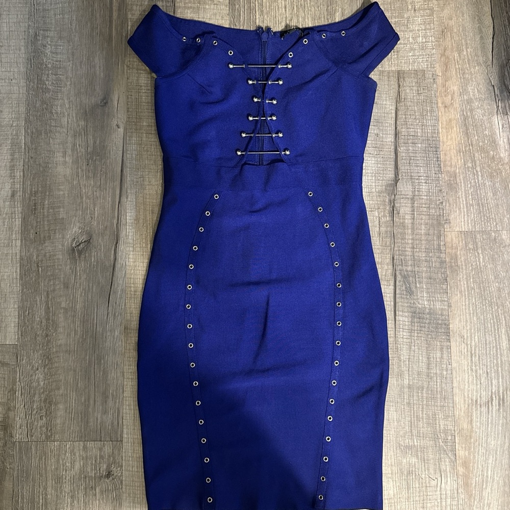 Elegant Blue Off-Shoulder Dress